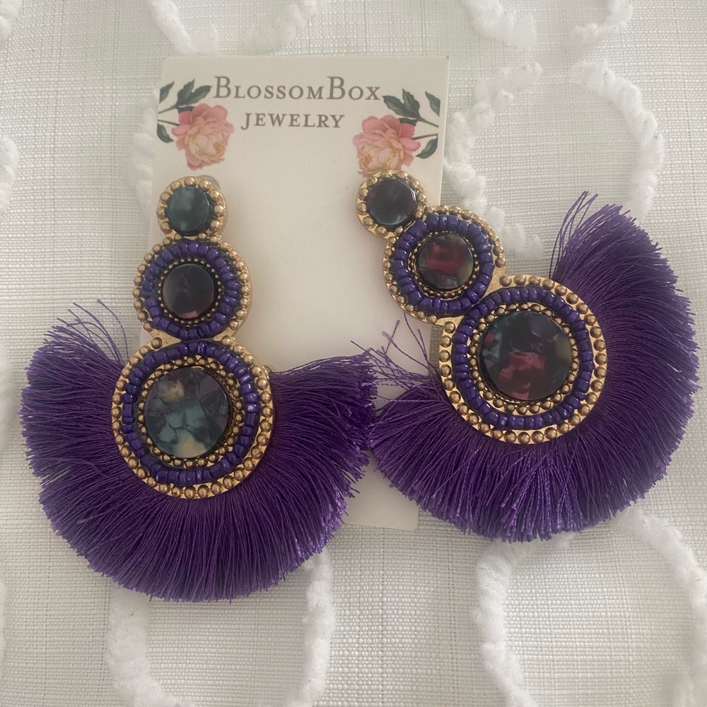 Purple Fringe Earrings